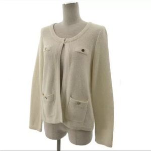 NWT BANANA REPUBLIC CREAM AND GOLD SWEATER CARDIGAN - Sz L - 100% cotton
